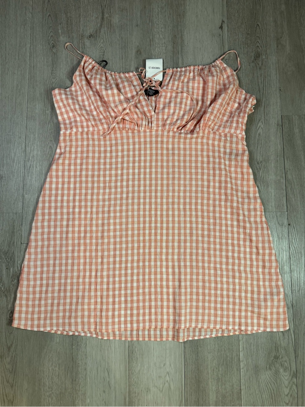 forever 21 Plus Size Gingham Plaid Mini Summer Dress pink multi  size 3x NWT